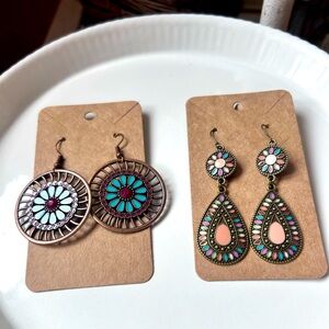 Two Pairs of Boho Earrings Jewelry - New